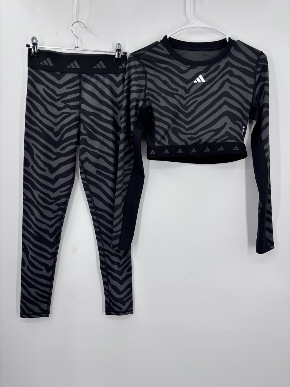adidas Women's Black & Gray Zebra Print High-Waist Leggings - Picture 3 of 13